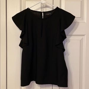 CQ by CQ Black Ruffle Sleeve Top